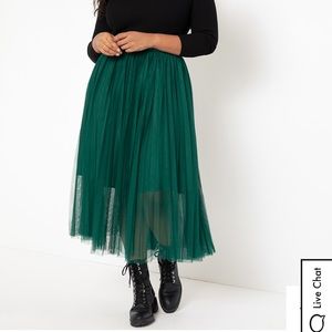 Pleated Tulle Maxi Skirt